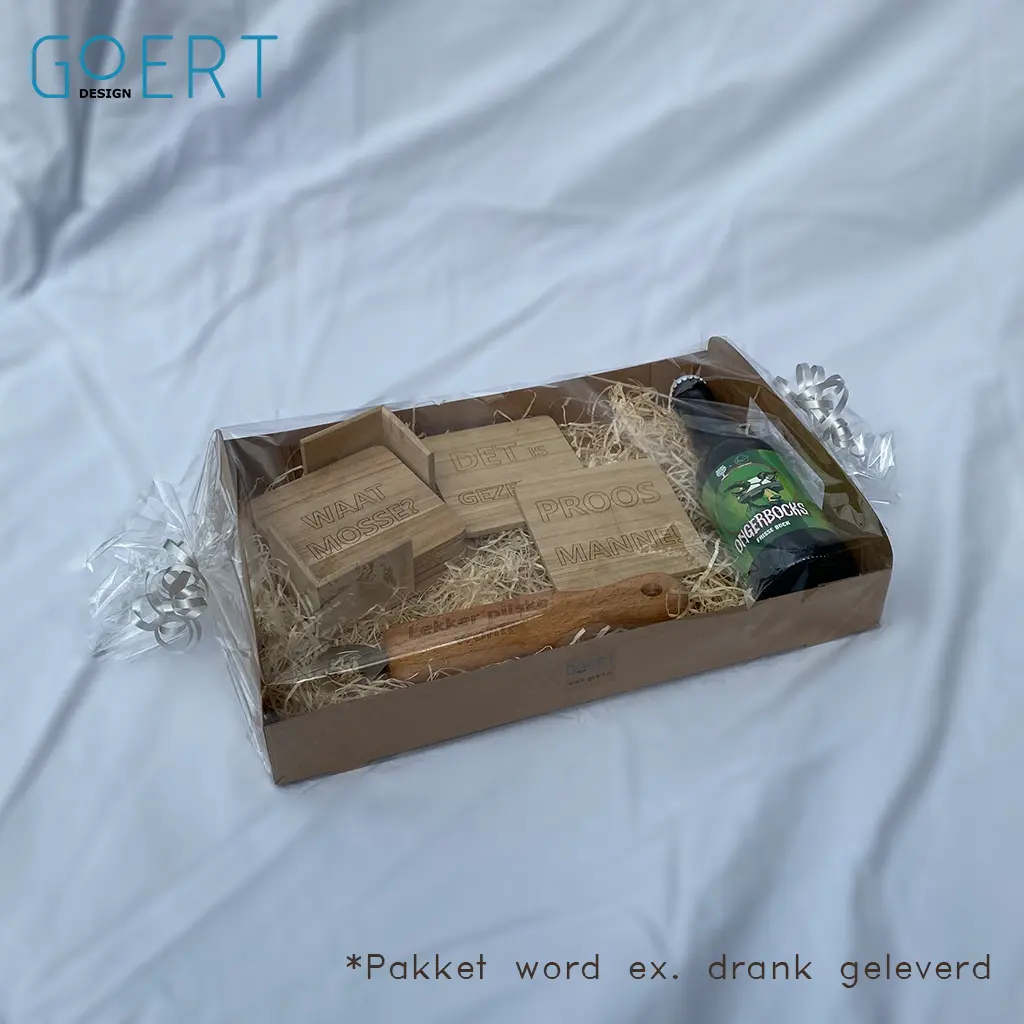 Cadeaupakket (klein) gevuld met een flesje lokaal bier