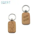 Houten sleutelhanger rechthoek 3x4,5cm